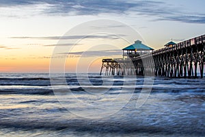 Folly Beach on Folly Beach Island Charleston, South Carolina During Sunrise