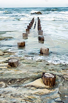 Folly Beach Pilings Illustration