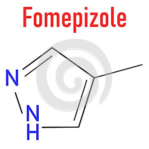 Fomepizole molecule. Antidote used to treat methanol and ethylene glycol poisoning. Skeletal formula.