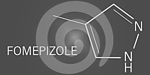 Fomepizole molecule. Antidote used to treat methanol and ethylene glycol poisoning. Skeletal formula.