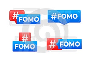 FOMO Hashtag Bubbles in Flat Design - A collection of modern, colorful speech bubbles with the FOMO hashtag