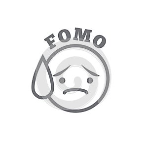 FOMO Icon - Fear of Missing Out Trendy Modern Acronym - Social M