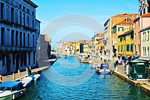 Fondamenta de Canaregio and boats, Venice, Italy, Europe photo