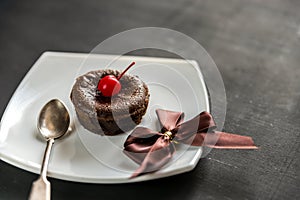 Fondant decorated with cocktail cherry