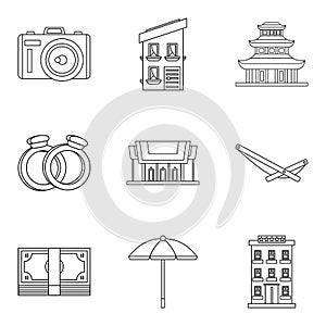Fondness icons set, outline style photo