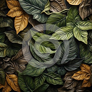 Fondo con detalle y textura de varios melocotones con hojas de color verde y fondo de tonos suaves.