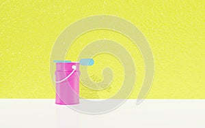 Bright background with pastel tones with a paint pot photo