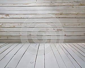 Fondo tablas de madera vieja pintadas de blanco, tablones de piso y pared