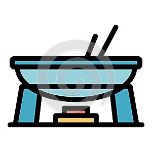 Fondue big pot icon vector flat