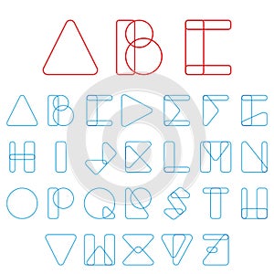 Font, ABC in geometric style. Vector