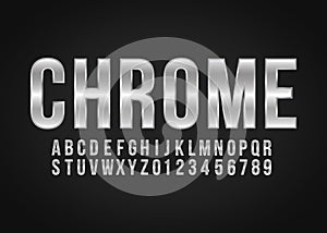 Font alphabet and number Chrome effect vector