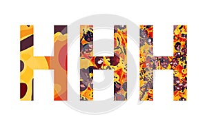 Font for your design. Abc letters. Letter H. Modern vector design alphabet. Bright colors yellow, orange, red, black.