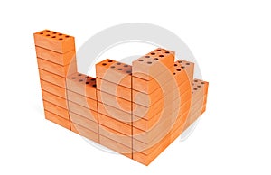 Font build out of bricks based 3d render bricks on a white background