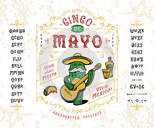 Font Cinco de Mayo. Craft retro vintage typeface