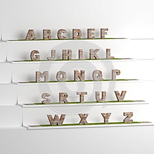 Font 3D illustration, big letters standing