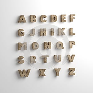 Font 3D illustration, big letters standing