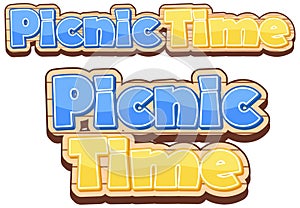 Font design for picnic time on white background