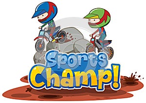 Font design template for word sports champ with extreme sport