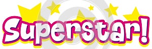 Font design for word superstar on white background photo