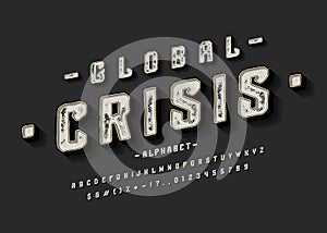 Font Global Crisis. 3d display typeface