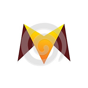 Font letter m triangle coner logo design