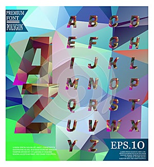 Font lowpoly on abstract background low poly textured triangle