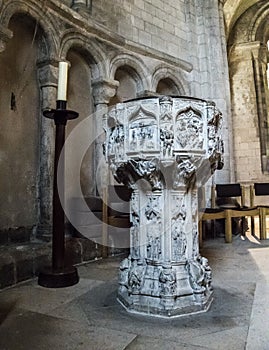 Font in Norwich Cathedral, Norfolk, UK