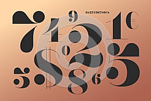 Font of numbers in classical french didot style photo