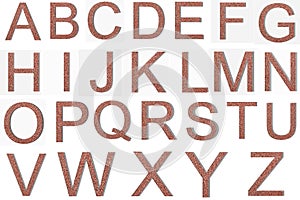 Font from old and weathered stone wall texture alphabet