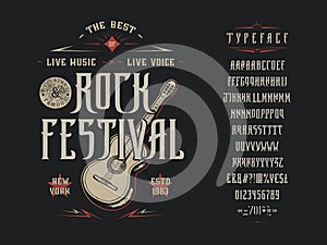 Font Rock Festival. Vector vintage typeface design
