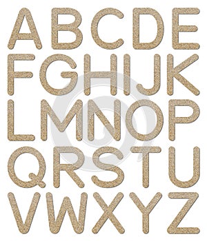 Font rough gravel texture alphabet A to Z