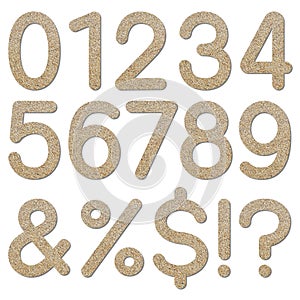 Font rough gravel texture numeric 0 to 9