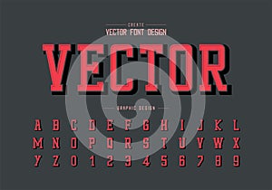 Font and shadow alphabet vector, Typeface and number design, Graphic text on background