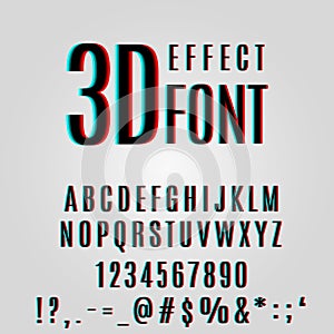 Font stereoscopic 3d effect