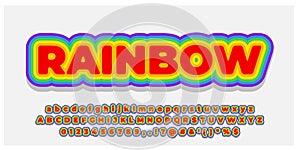 Font style 3d effect rainbow color design template