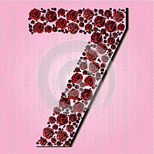 font type alphabet letter rose filled flower floral feminine pink red