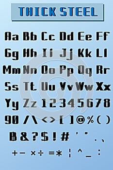 Font type Number graphics design Illustration vector Stylish Thick steel Composite font design Set of letters English alphabet