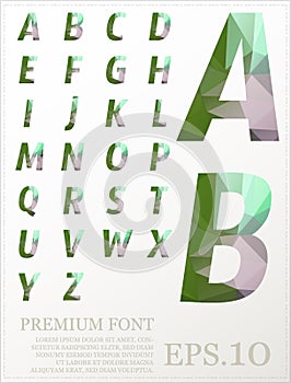 Font vector lowpoly design style illusstration eps.10