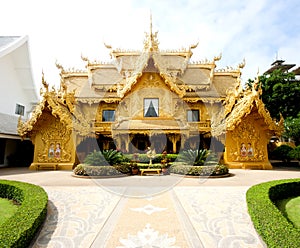 Font view of Wat Rong Khun at Chiang Rai photo