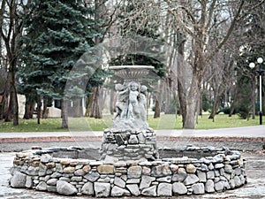 Fontain with a Child water basin statue in Krasnodar Gorki Park