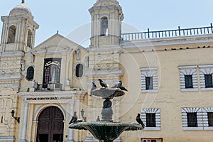 Fontain in front of Church of San Francisco in Lima, Peru