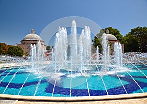 The fontain in Sultan Ahmet Park with Ayasofya Hurrem Sultan Ha