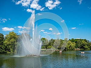 Fontain Zwickau Swan Pond in East Germany photo