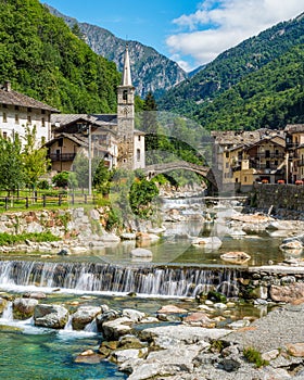 The beautiful village of Fontainemore in the Lys Valley. Aosta Valley, northern Italy. photo
