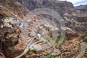 Fontainhas village and terrace fields in Santo Antao island, Cape Verde