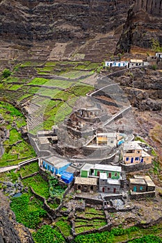 Fontainhas village and terrace fields in Santo Antao island, Cape Verde