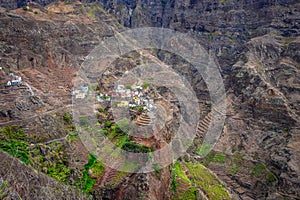 Fontainhas village and terrace fields in Santo Antao island, Cape Verde