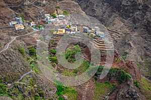 Fontainhas village and terrace fields in Santo Antao island, Cape Verde