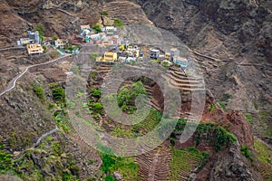 Fontainhas village and terrace fields in Santo Antao island, Cape Verde photo