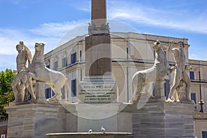 The Fontana dei Dioscuri with the equestrian statues of Castor and Pollux on the Piazza del Quirinale, in Rome